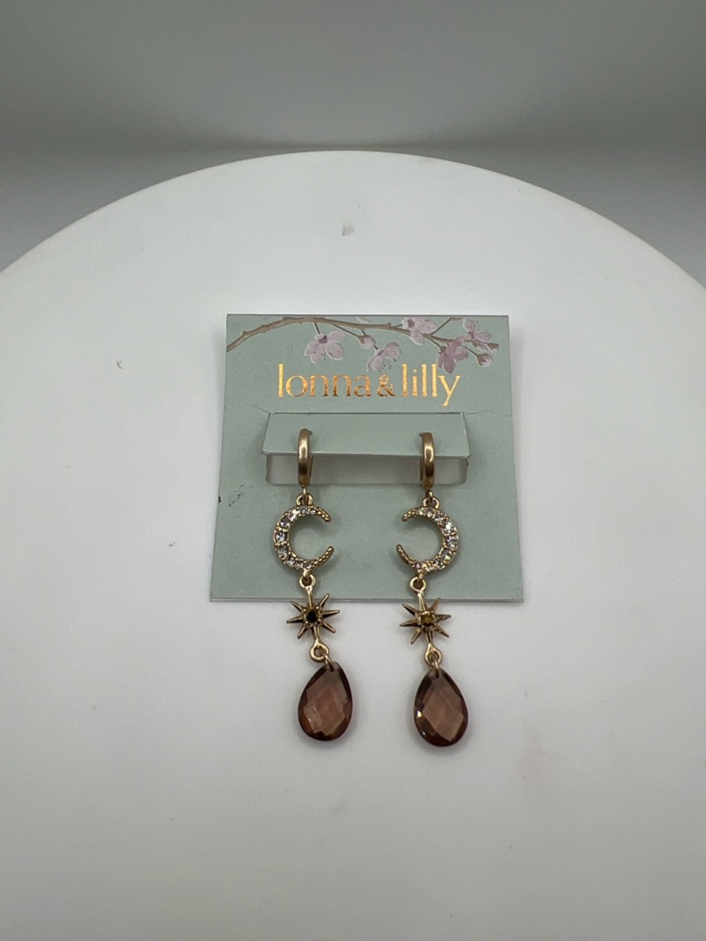 lonna & lilly Goldtone and Crystal Star Moon Huggie-Drop Earrings - Picture 3 of 5
